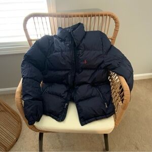 Boys Dark Blue Polo Puffy Jacket